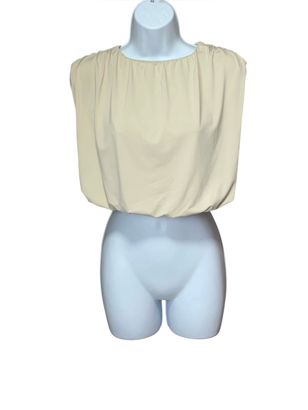 H&M Cream Boatneck Bubble Hem Top